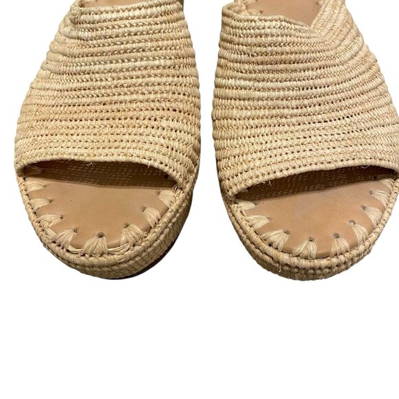 Carrie Forbes Raffia Straw Wedge Sandals 10 EU 40 Natural Tan Platform Karim - Picture 4 of 8